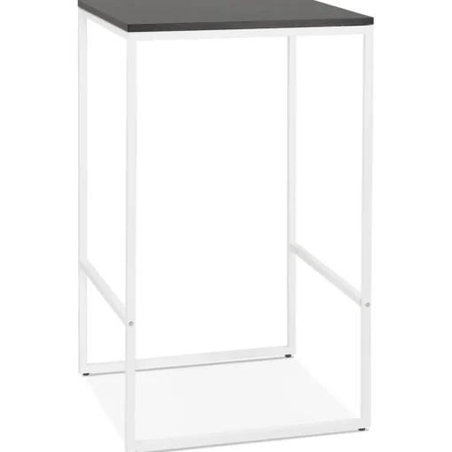 ALTEREGO Table haute 'ORTOS' avec plateau noir et structure blanche idéale pour les professionnels