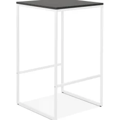 ALTEREGO Table haute 'ORTOS' avec plateau noir et structure blanche idéale pour les professionnels