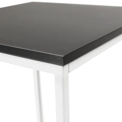 ALTEREGO Table haute 'ORTOS' avec plateau noir et structure blanche idéale pour les professionnels