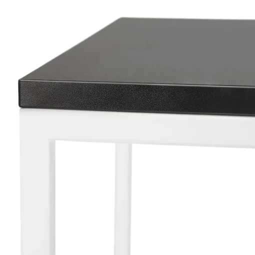 ALTEREGO Table haute 'ORTOS' avec plateau noir et structure blanche idéale pour les professionnels
