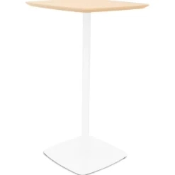 ALTEREGO Table haute 'PATATI' en bois finition naturelle et métal blanc Clearance