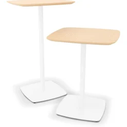 ALTEREGO Table haute 'PATATI' en bois finition naturelle et métal blanc Clearance