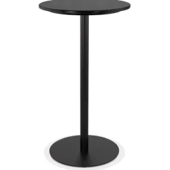 ALTEREGO Table haute ronde 'CORY ROUND' en pierre noire effet marbre et métal noir Outlet