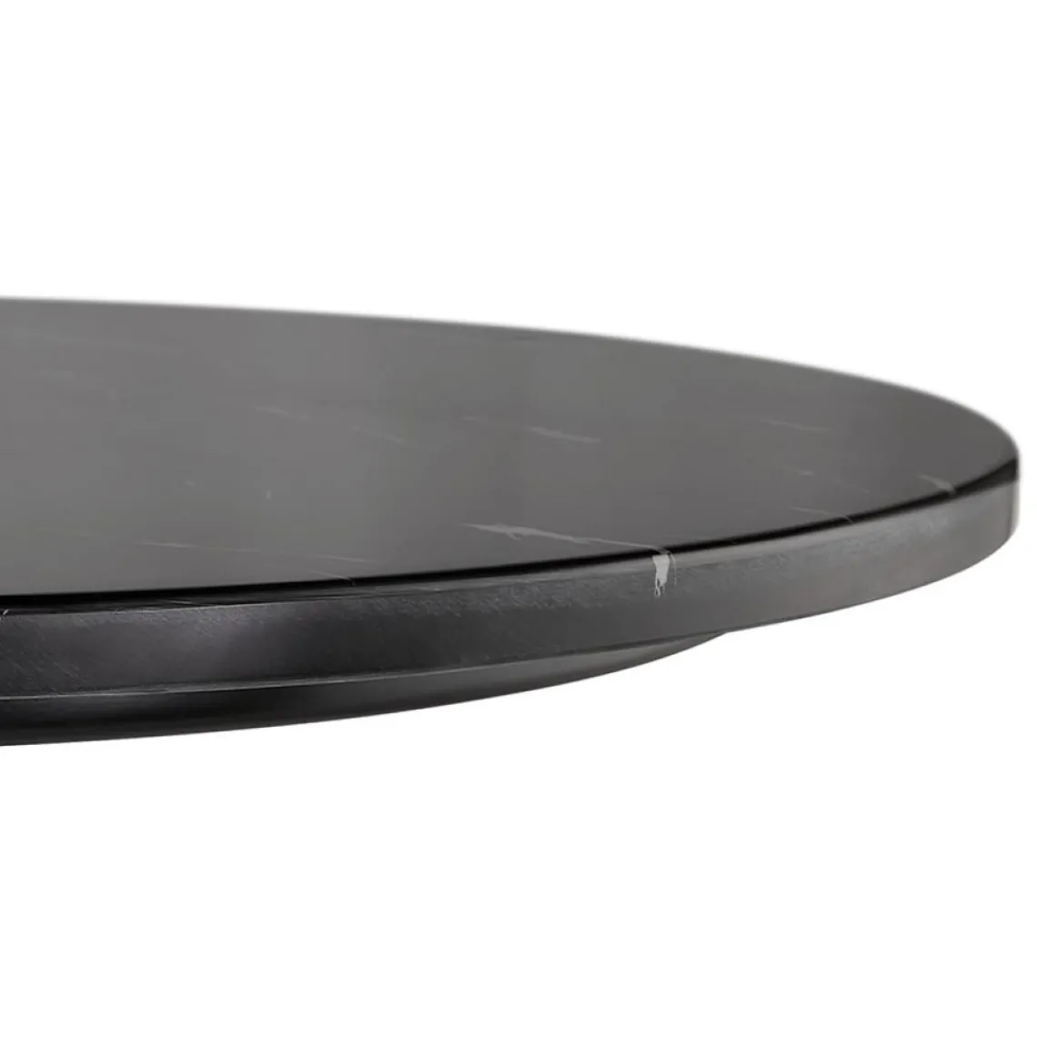 ALTEREGO Table haute ronde 'CORY ROUND' en pierre noire effet marbre et métal noir Outlet