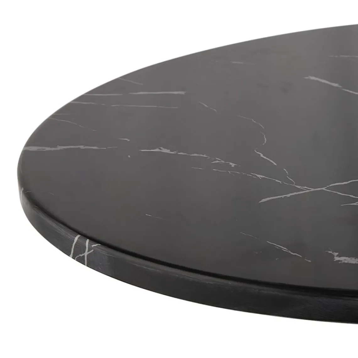 ALTEREGO Table haute ronde 'CORY ROUND' en pierre noire effet marbre et métal noir Outlet
