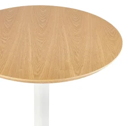 ALTEREGO Table haute ronde 'TAMAGO' en bois finition naturelle et métal blanc Hot