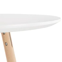 ALTEREGO Table haute,Mange-debout rond 'GALA' en bois blanc et pieds finition naturelle Hot