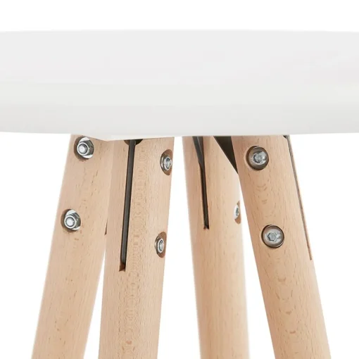 ALTEREGO Table haute,Mange-debout rond 'GALA' en bois blanc et pieds finition naturelle Hot