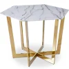 3S. x Home Table hexagonale 120cm Zadig Verre Effet marbre blanc et pied Métal Or Clearance