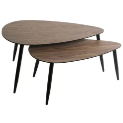 3S. x Home Table Mileo Effet Noyer X 2 Marron New