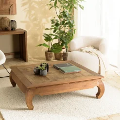 Macabane Table opium en teck recyclé plateau mosaïque SIXTINE