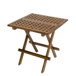 Macabane Table pique nique de jardin HANNA carrée en bois teck huilé Discount