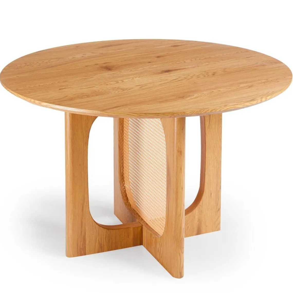 3S. x Home Table ronde avec cannage Bohemia Chêne clair et Rotin Clearance