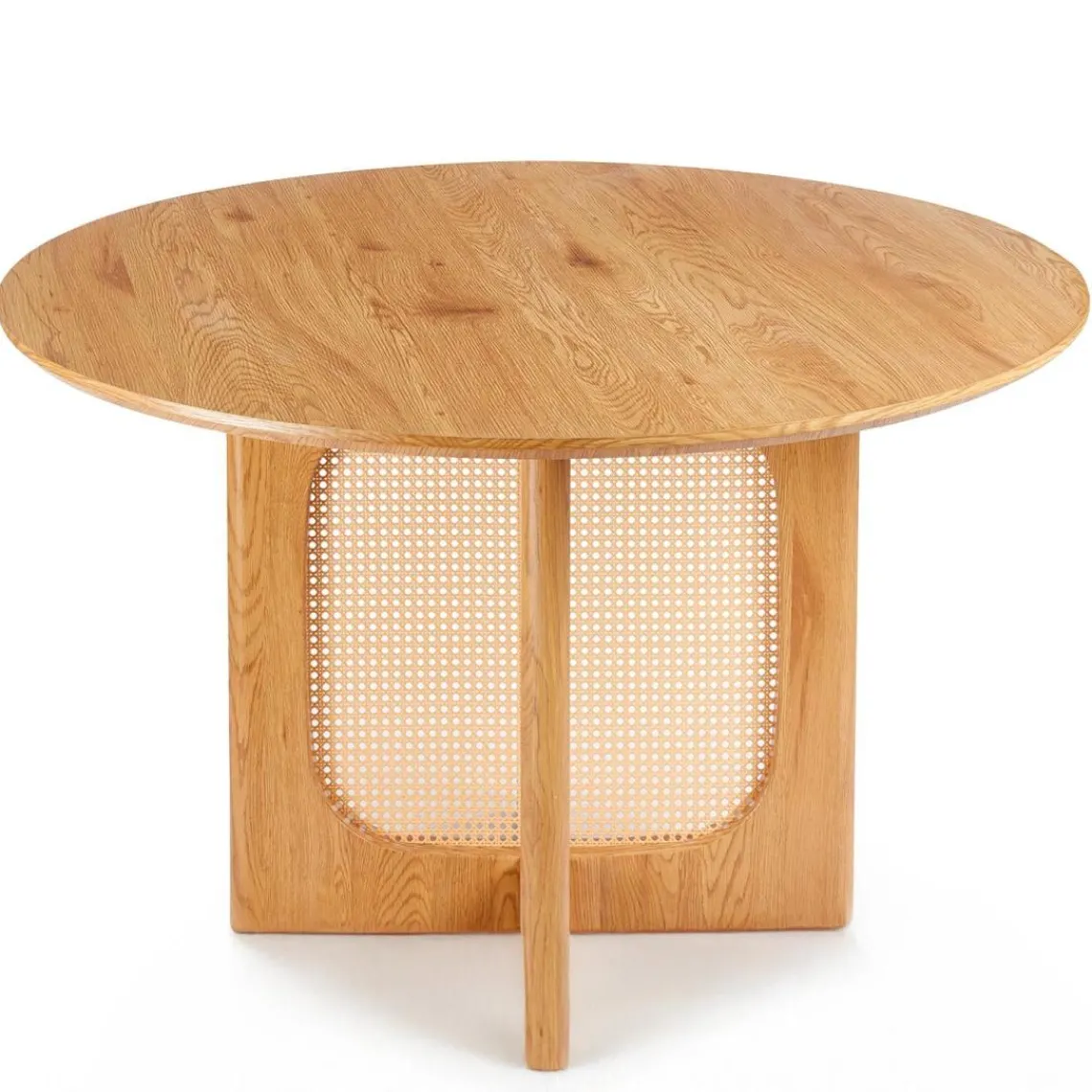 3S. x Home Table ronde avec cannage Bohemia Chêne clair et Rotin Clearance