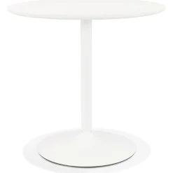 ALTEREGO Table ronde design 'CHIVA' en bois et métal blanc Outlet