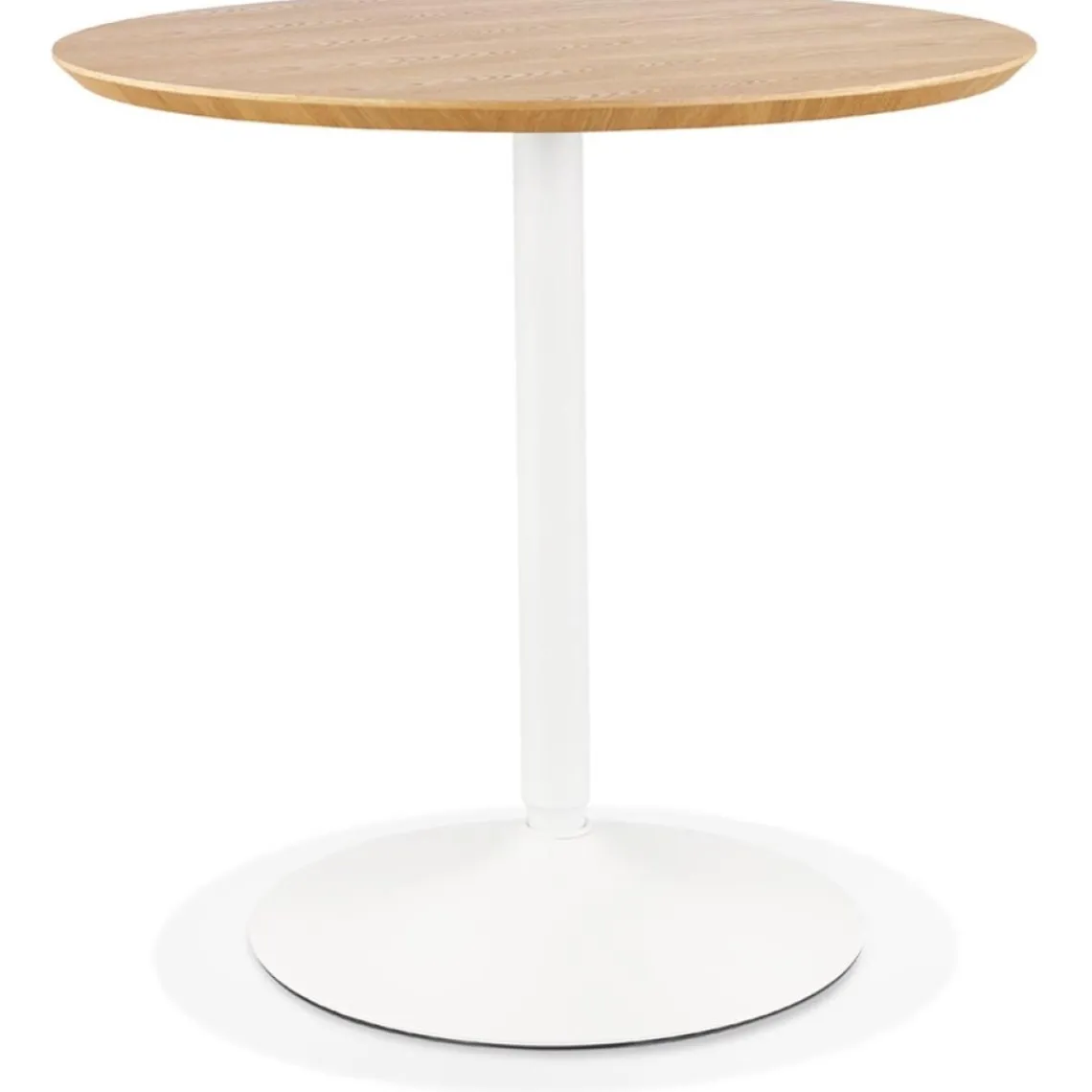 ALTEREGO Table ronde design 'HUSH' en bois finition naturelle et métal blanc Clearance