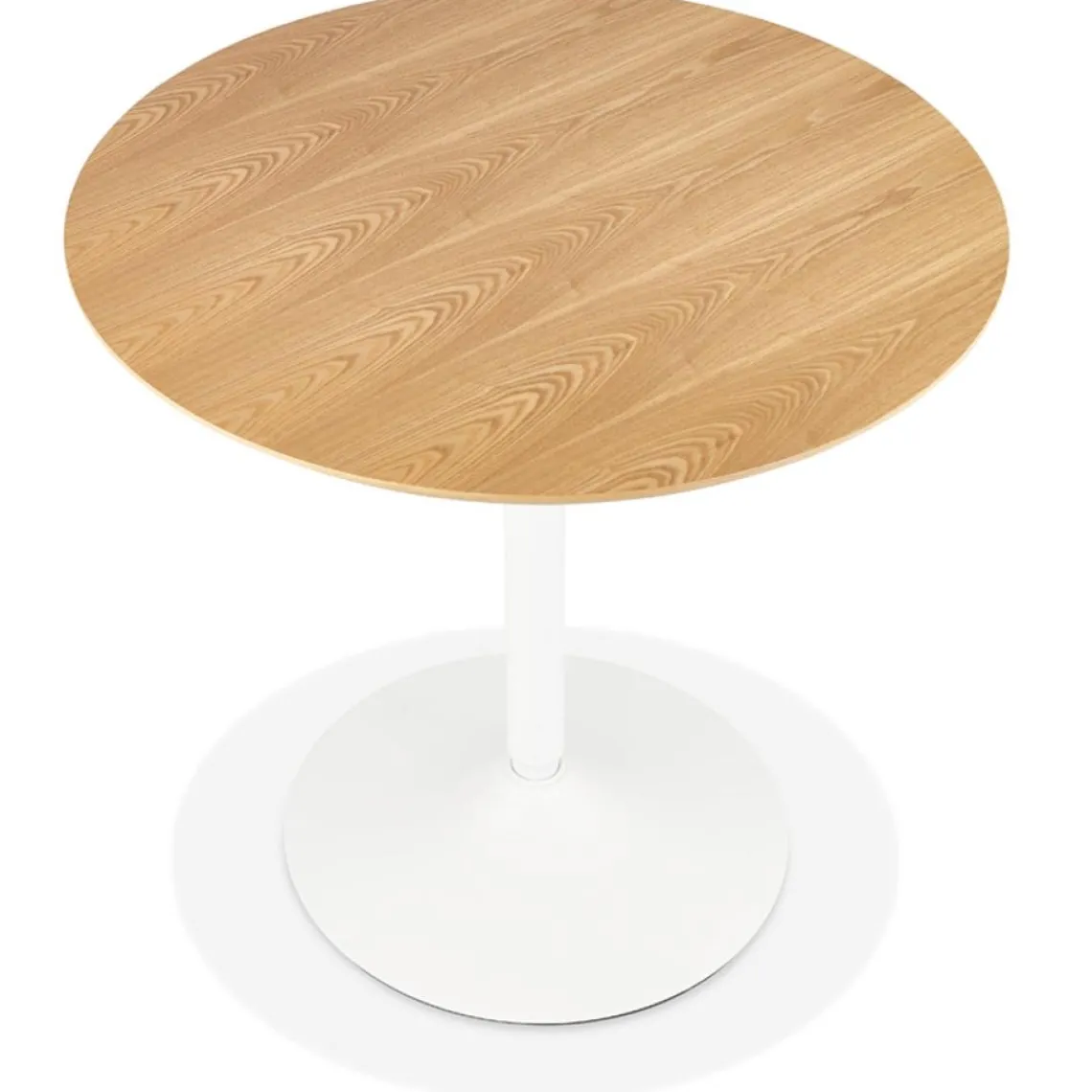 ALTEREGO Table ronde design 'HUSH' en bois finition naturelle et métal blanc Clearance