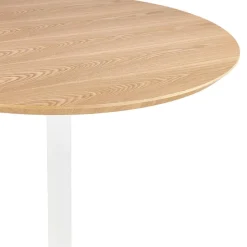 ALTEREGO Table ronde design 'HUSH' en bois finition naturelle et métal blanc Clearance