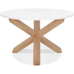 ALTEREGO Table ronde design 'MARVEL' blanche et chêne massif New
