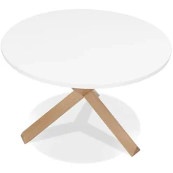 ALTEREGO Table ronde design 'MARVEL' blanche et chêne massif New