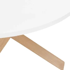 ALTEREGO Table ronde design 'MARVEL' blanche et chêne massif New