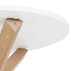 ALTEREGO Table ronde design 'MARVEL' blanche et chêne massif New