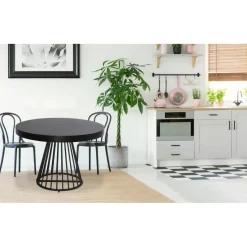 3S. x Home Table ronde extensible Grivery Noir pieds Noir