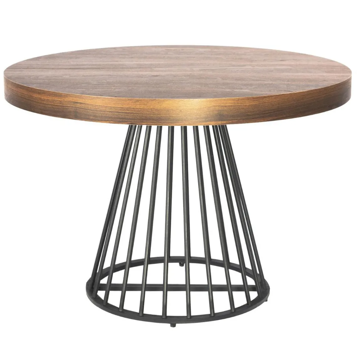 3S. x Home Table ronde extensible Grivery Bois Noisette pieds Noir