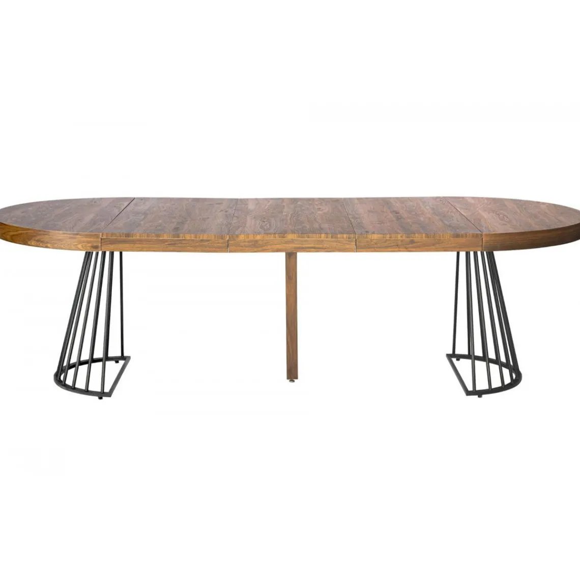 3S. x Home Table ronde extensible Grivery Bois Noisette pieds Noir