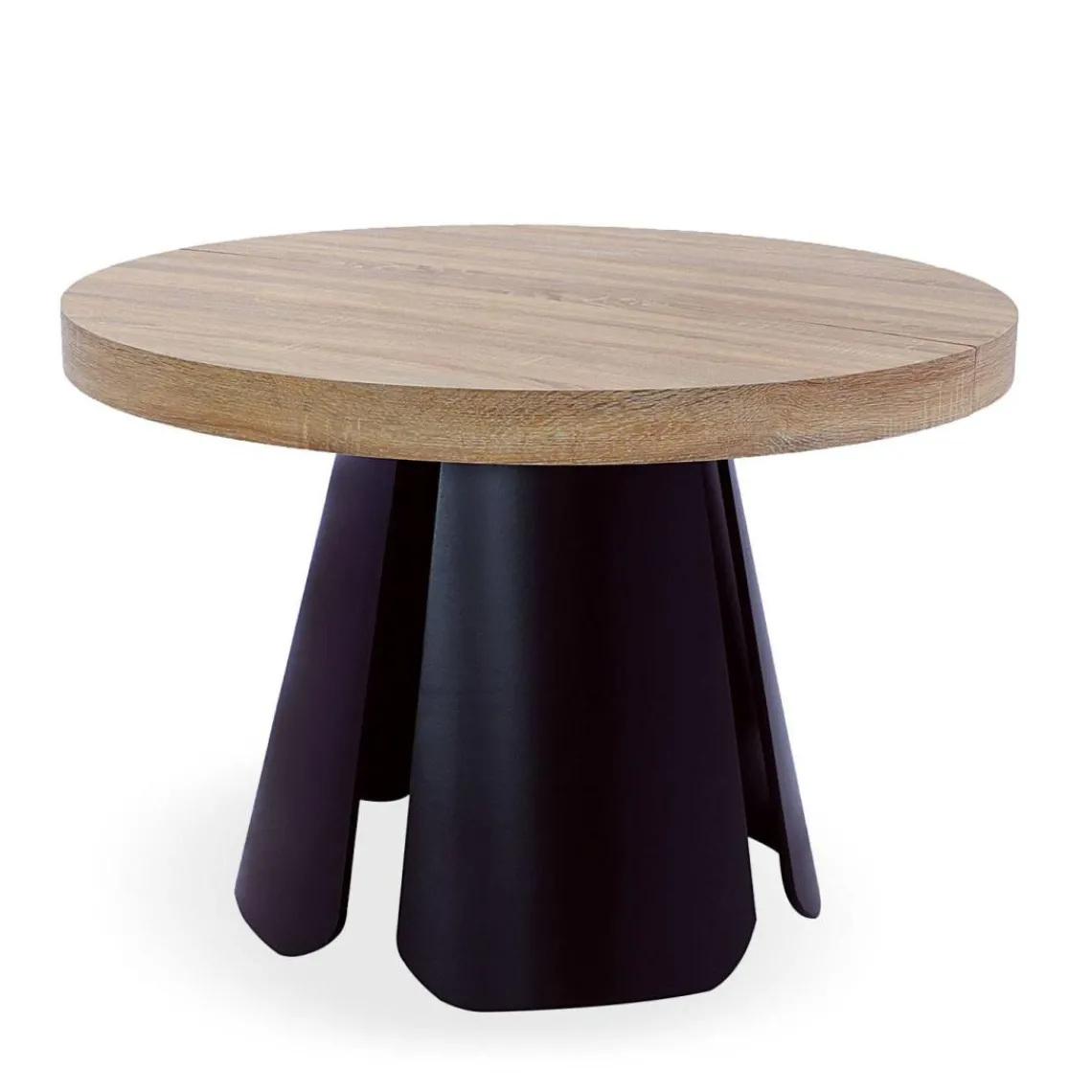 3S. x Home Table ronde extensible Henriette Chêne Clair pieds Noir Best