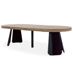 3S. x Home Table ronde extensible Henriette Chêne Clair pieds Noir Best