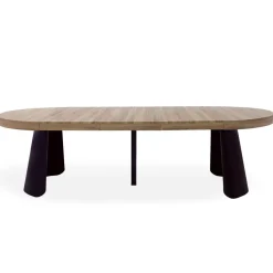 3S. x Home Table ronde extensible Henriette Chêne Clair pieds Noir Best