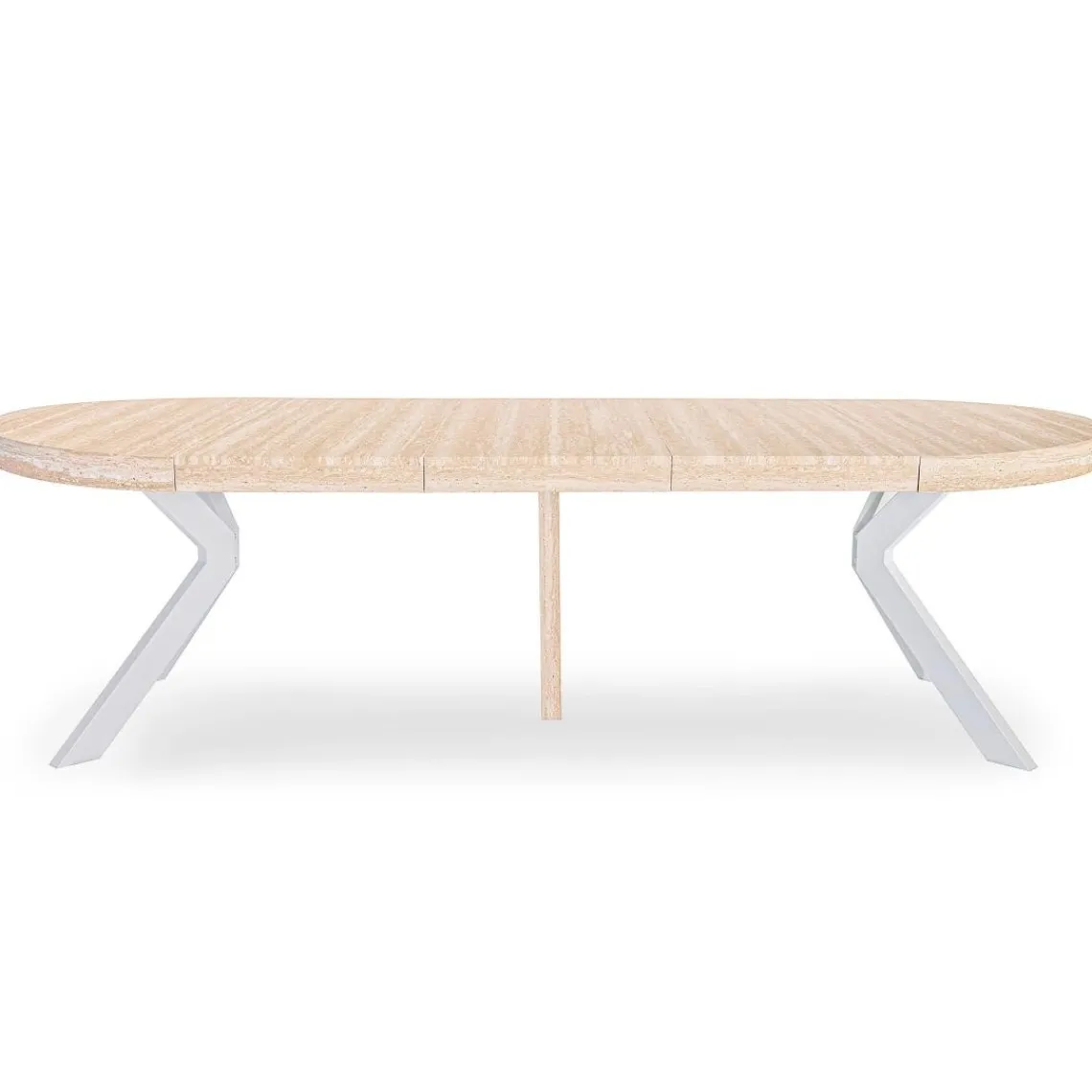 3S. x Home Table ronde extensible Myriade Effet travertin Beige et Blanc New
