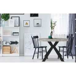 3S. x Home Table Ronde Extensible NERO Noir Et Effet Béton Online