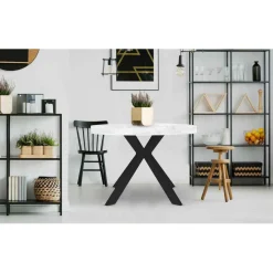 3S. x Home Table Ronde Extensible Noire Et Effet Marbre Discount