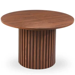 3S. x Home Table ronde extensible pied central style colonne Burkina Bois Noisette Hot