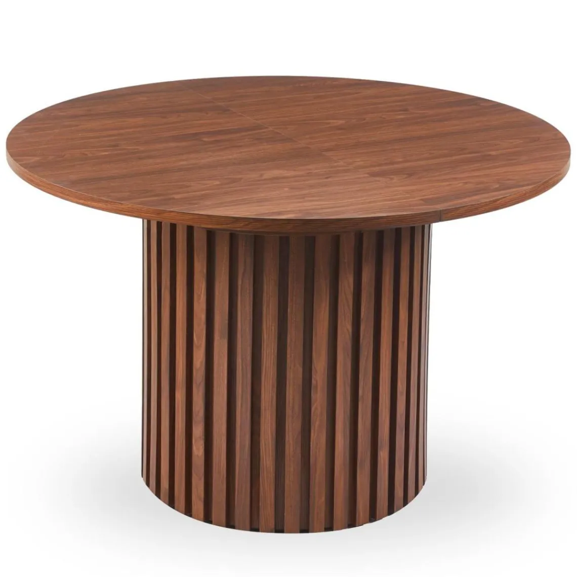 3S. x Home Table ronde extensible pied central style colonne Burkina Bois Noisette Hot