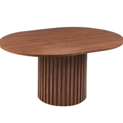 3S. x Home Table ronde extensible pied central style colonne Burkina Bois Noisette Hot