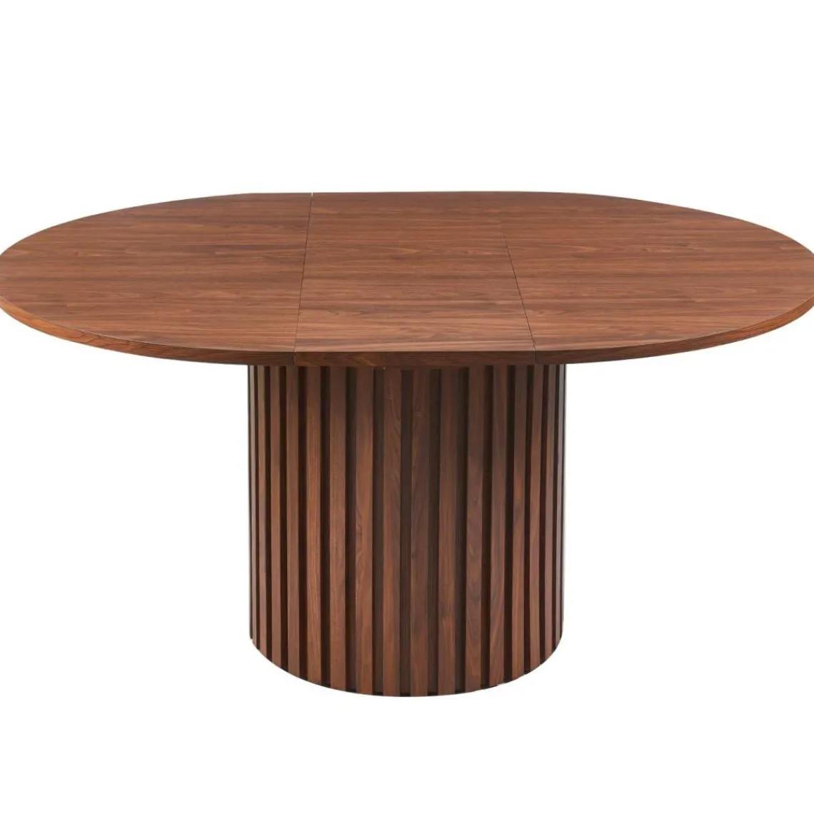 3S. x Home Table ronde extensible pied central style colonne Burkina Bois Noisette Hot