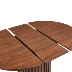 3S. x Home Table ronde extensible pied central style colonne Burkina Bois Noisette Hot