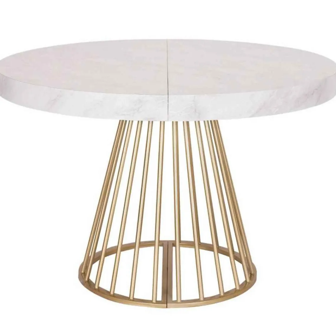 3S. x Home Table Ronde Extensible SORA Effet Marbre Pieds Or Sale