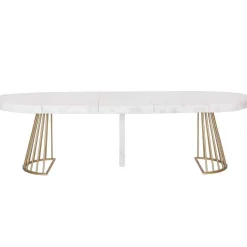 3S. x Home Table Ronde Extensible SORA Effet Marbre Pieds Or Sale