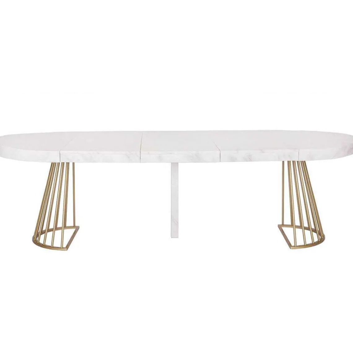 3S. x Home Table Ronde Extensible SORA Effet Marbre Pieds Or Sale