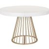 3S. x Home Table ronde extensible Soare Blanc pieds Or Best