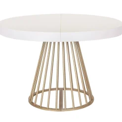 3S. x Home Table ronde extensible Soare Blanc pieds Or Best