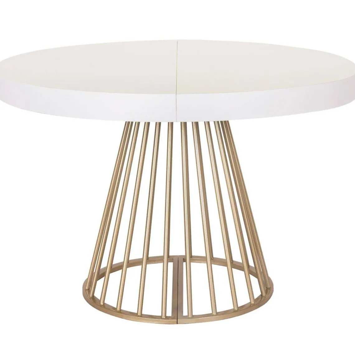 3S. x Home Table ronde extensible Soare Blanc pieds Or Best