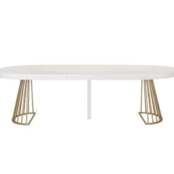3S. x Home Table ronde extensible Soare Blanc pieds Or Best
