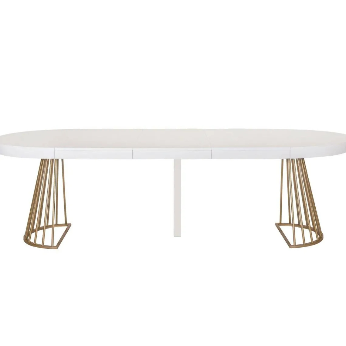 3S. x Home Table ronde extensible Soare Blanc pieds Or Best