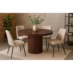 3S. x Home Table ronde extensible Suzie Bois noisette Discount