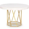 3S. x Home Table ronde extensible Yasmina Effet Marbre et pieds Or Discount